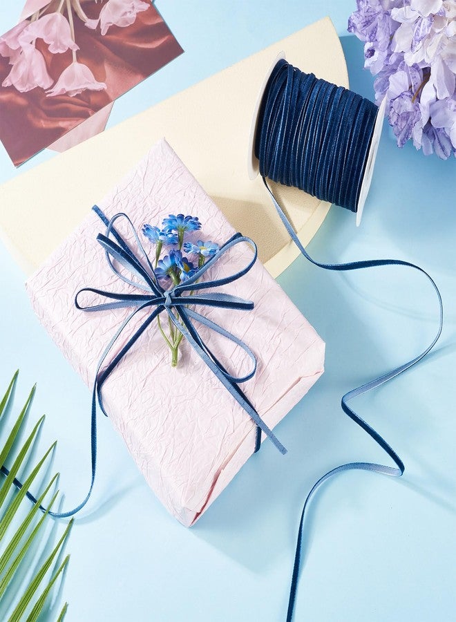 Craftdady 50 Yards 3mm Blue Velvet Ribbon Vintage Single Face Velvet Ribbon for Party Wedding Flower Bouquet Hair Bows DIY Crafts Decoration Flat Ribbons for Gift Packing Christmas Wrapping Bows - Image 2